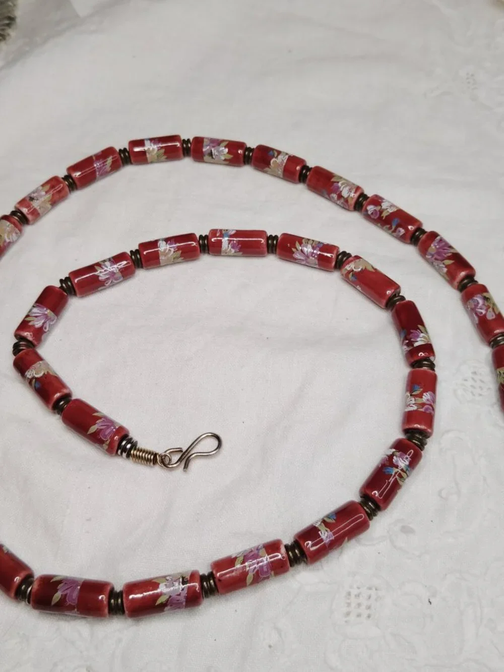 Vintage Japanese Tensha Floral Bead Necklace – 1950s‑60s, 29